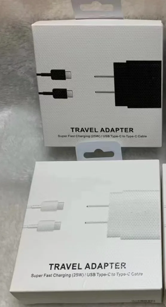 삼성 갤럭시 S22 S21 S20 용 초고속 충전기 전원 어댑터, USB C PD 벽 전원 어댑터, 박스 포함, 25W, 45W, EU, 영국, 미국, 10 개