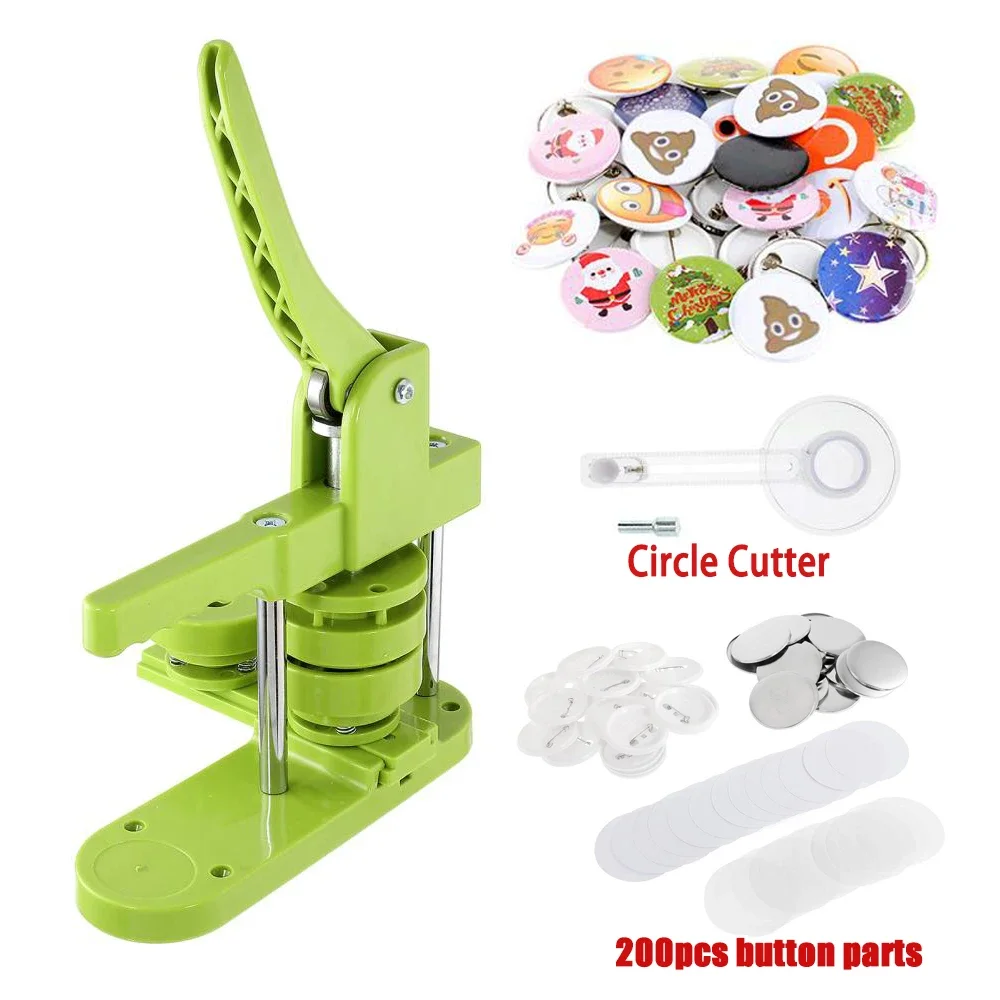 KIT - 37mm (1.5) Button Maker-1 + Round Mould + 200 Pin Parts +