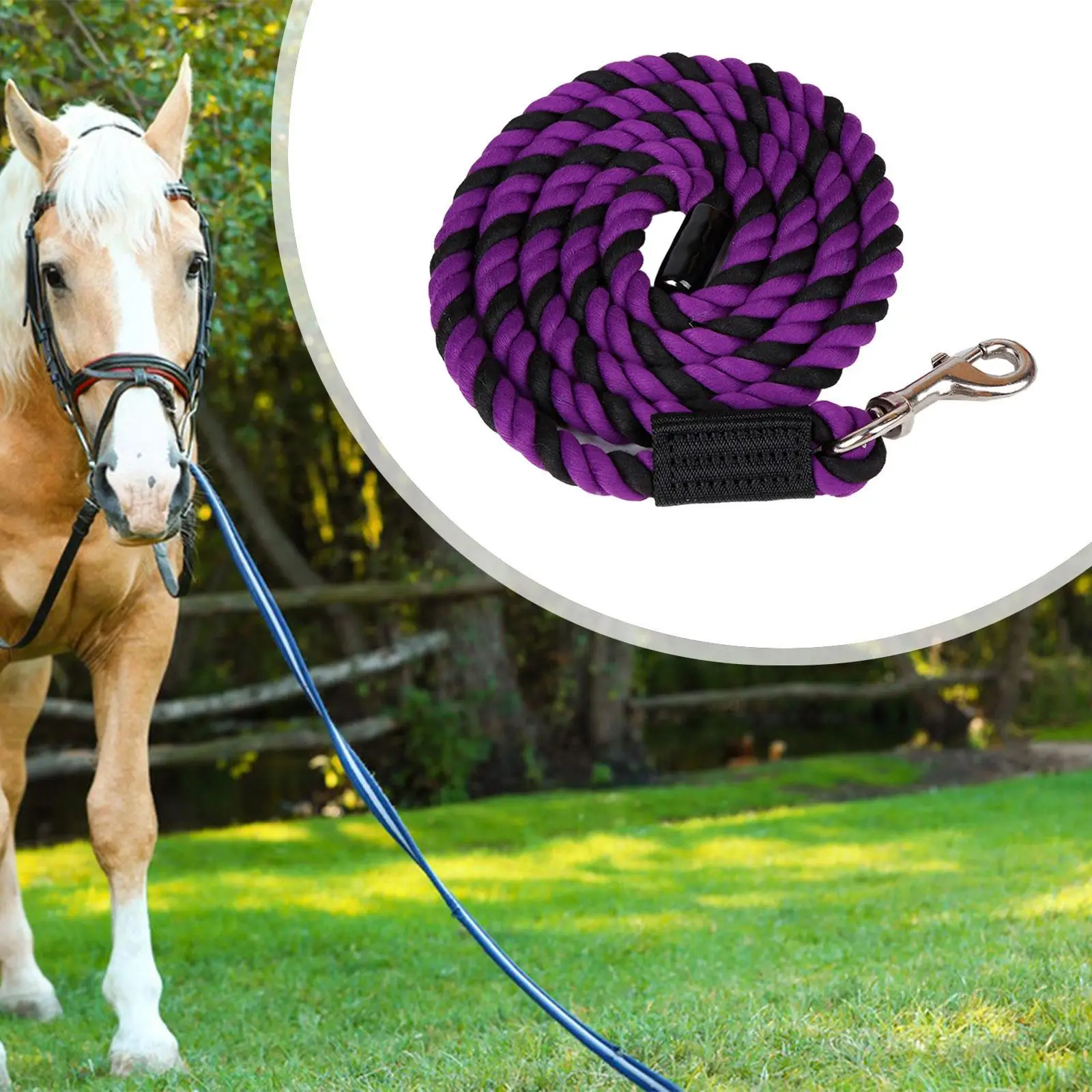 Horse Lead Rope Rein Halter Rope Cord Horse Leash Rope for Dog, Sheep, Pet Heavy Duty with Swivel Bolt Snap Equestrian Equipment
