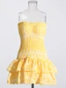 TWOTWINSTYLE Cut Out Layered Hem Sexy Dress For Women Strapless Sleeveless Off Shoulder High Waist Mini Dresses Female Clothing 3