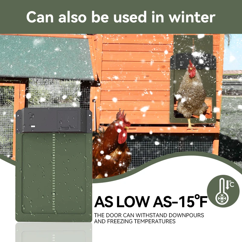 Automatic Chicken Coop Door Opener Battery Powered Light Sense Control Waterproof Pet Flap Accessories Upgrade ABS House Gate 4