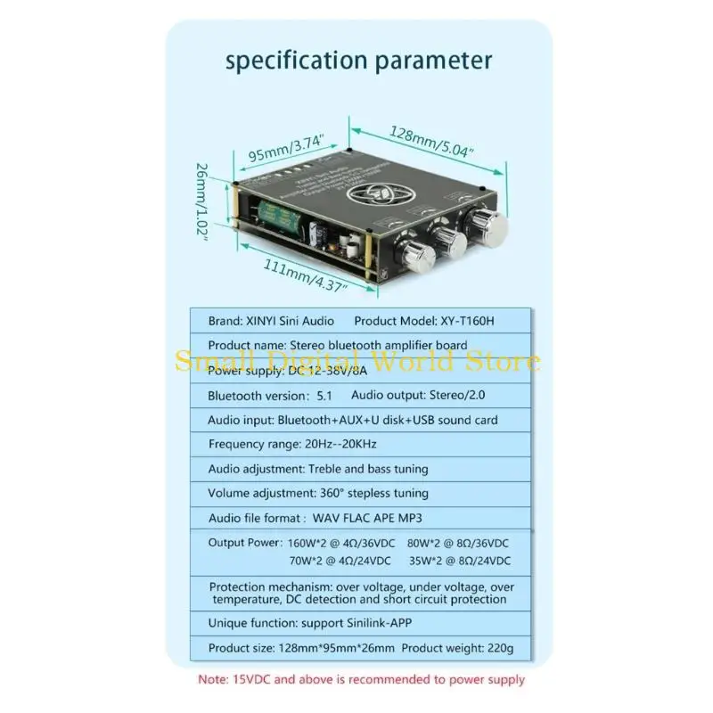 77ub 트레블 및베이스 튜닝 오디오 전원 증폭기 보드 호환 5.1 TDA7498E 스테레오 사운드 160W+160W 듀얼 채널