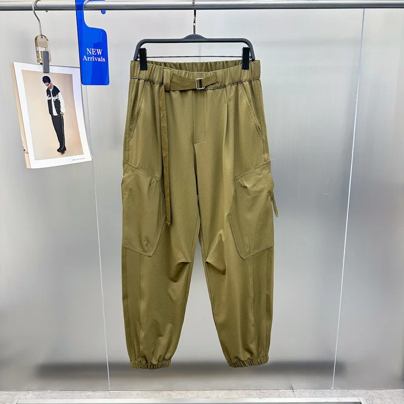 thumbnail image 1 of Pantalones de trabajo nuevos de primavera/verano, pantalones largos de trabajo con bolsillos y lazo a la moda para hombre, 1 of 5