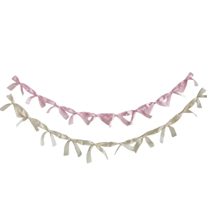 Ins style bow handmade hand woven ribbon banner children's room decoration early education popular decoration decoration
