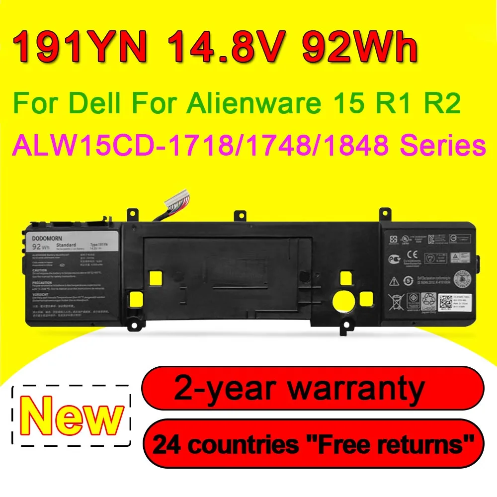 191YN для Dell для Alienware 15 R1 R2,ALW15CD-1718/1748/1848 ALW15ER-3718/3718S 8NH55 2F3W1 P42F Аккумулятор для ноутбука 14,8 в 92 Втч