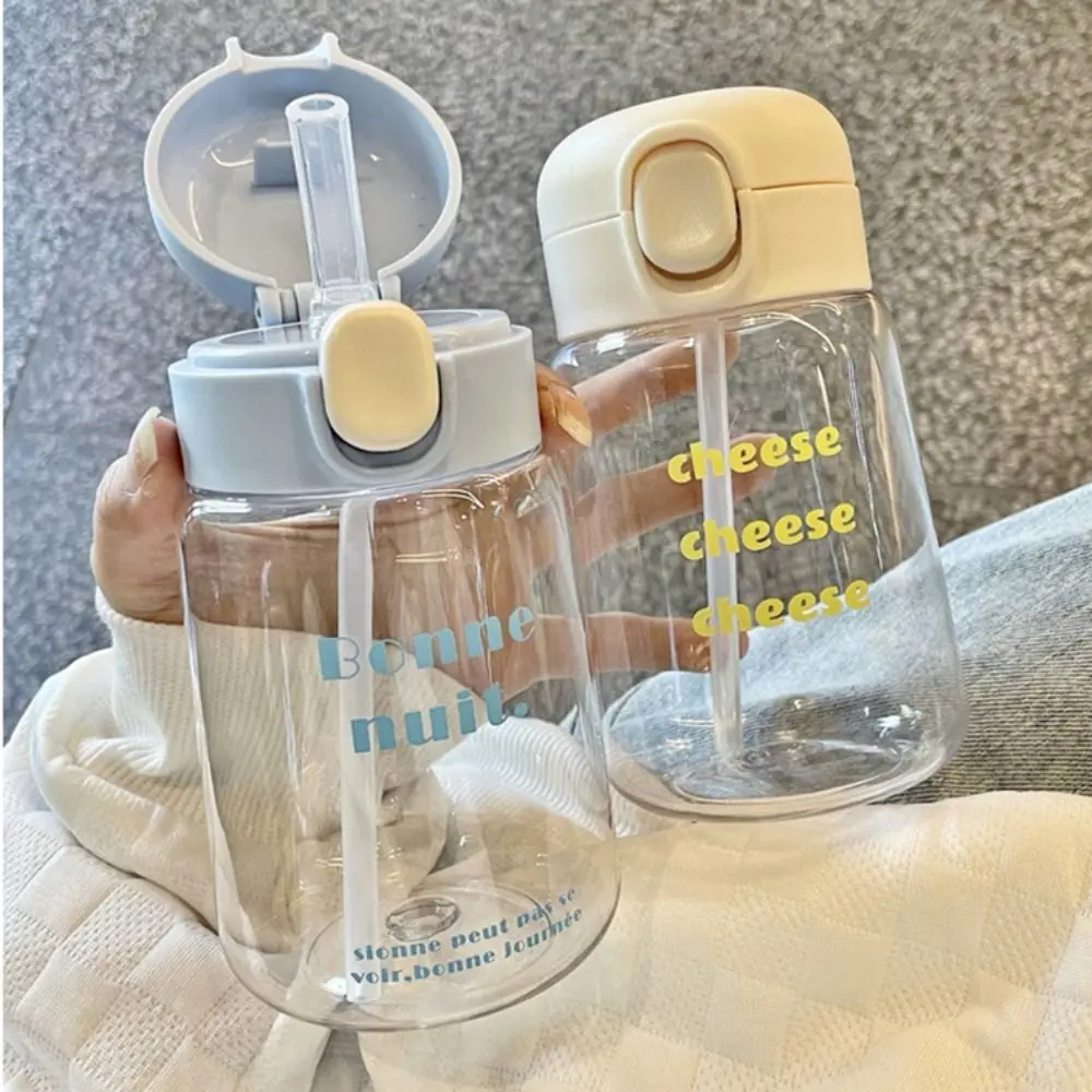 400ML Cartoon Water Bottles with Straw Kids Sippy Cup Portable Lightweight Leak-proof Plastic Toddlers Beverage Cups 3Colors