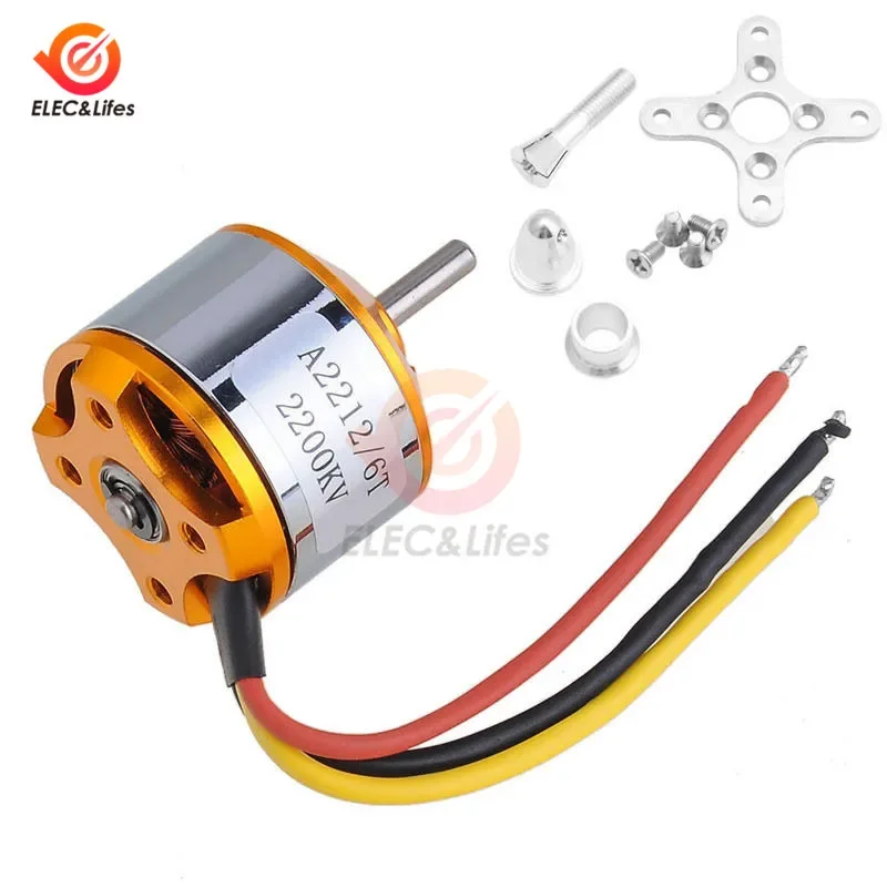 Moteur Brushless A2212 1000KV-2700KV pour Drone RC Multicoptère, connecteurs et câbles de sortie
