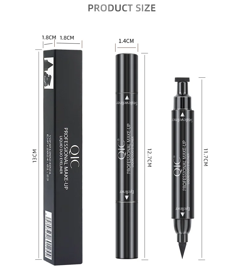 QIC makeup double head triangle wing seal eyeliner pen non smudging waterproof sweatproof Vietnam_voghion.com