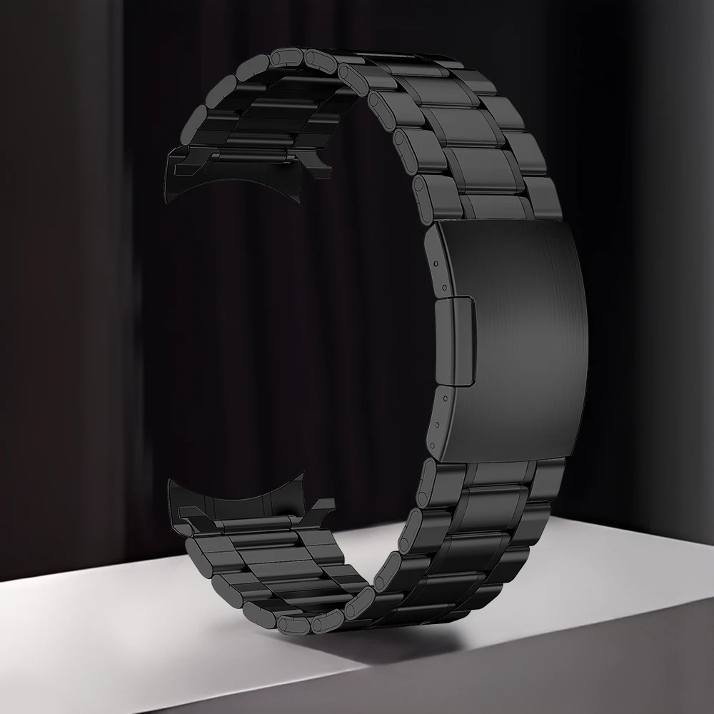 High-Quality Solid Stainless Steel Curved End Watch Strap with Tool