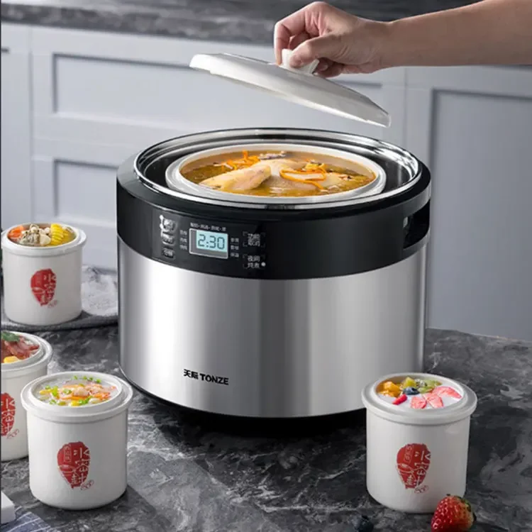 Digital Stainless Steel Electric Slow Cooker with Steamer Basket Direct Stew or Water Stew Slow Cooker Pot