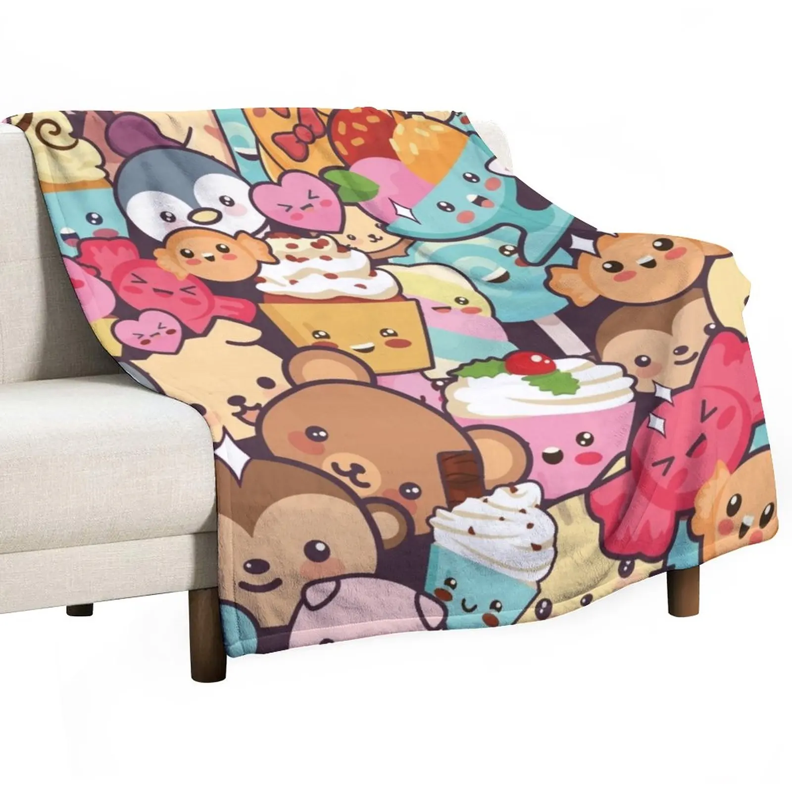 

Kawaii animal set Throw Blanket Fluffy Blankets Large Blankets For Sofas Winter bed blankets Plaid on the sofa