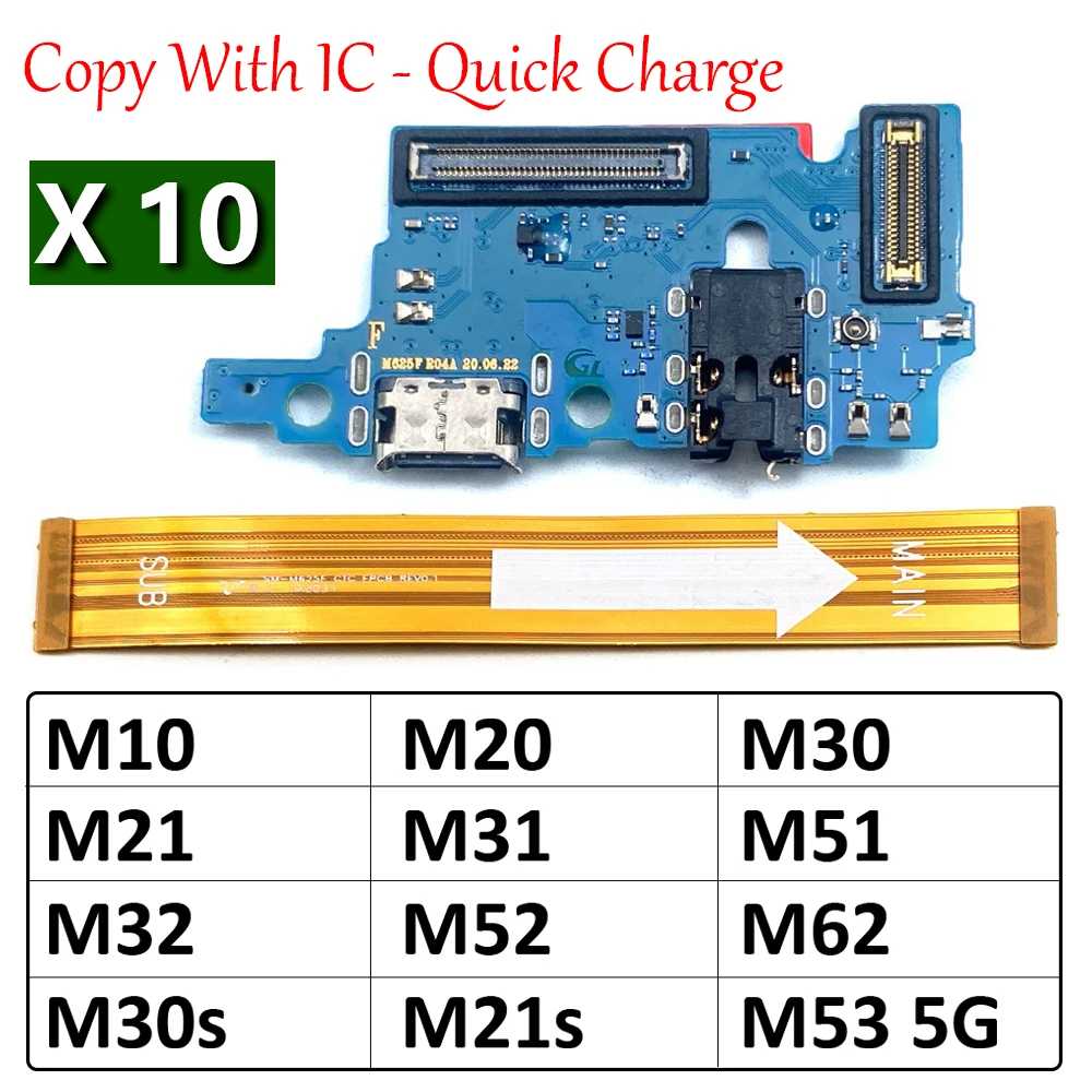 

10 шт., гибкий кабель для Samsung M22 M32 M31s M31 M51 M52 M10 M20 M30 M30s M21s M62 M53
