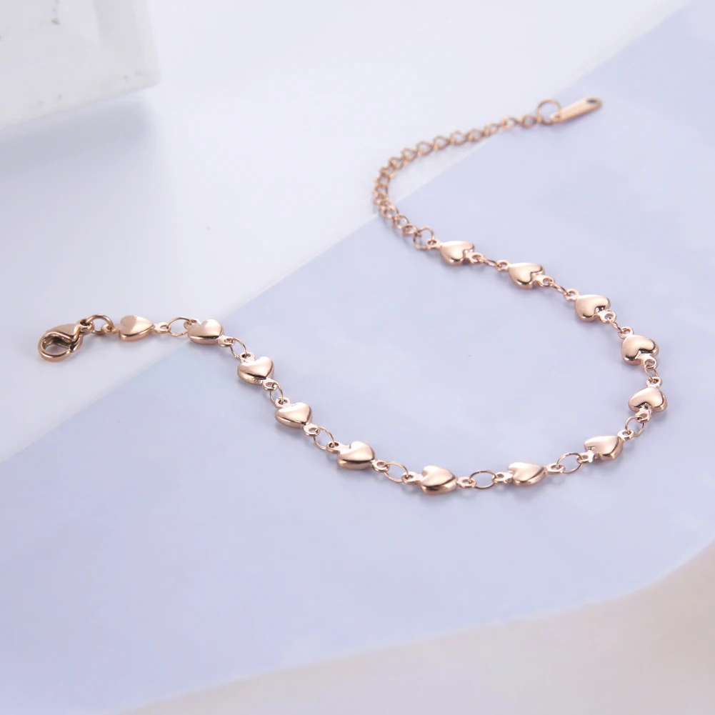 Kkjoy Einfache Edelstahl Gold Farbe Perle Herz Anhänger Fußkettchen Für Frauen Zarte Schmuck Strand Fußkettchen Party Geschenk Für Mädchen – Detail 5