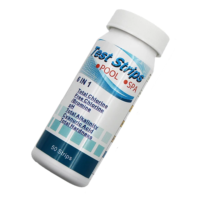 50Db Vízteszt Ph-Csíkok Nagy Pontosságú 6-In-1 Maradék Klór Érték Lúgossági Keménység Tesztelő Akváriummedence Kiegészítők