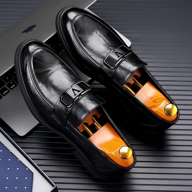 High-quality men's formal shoes leather luxury party wedding men's shoes brown oxford business lefse