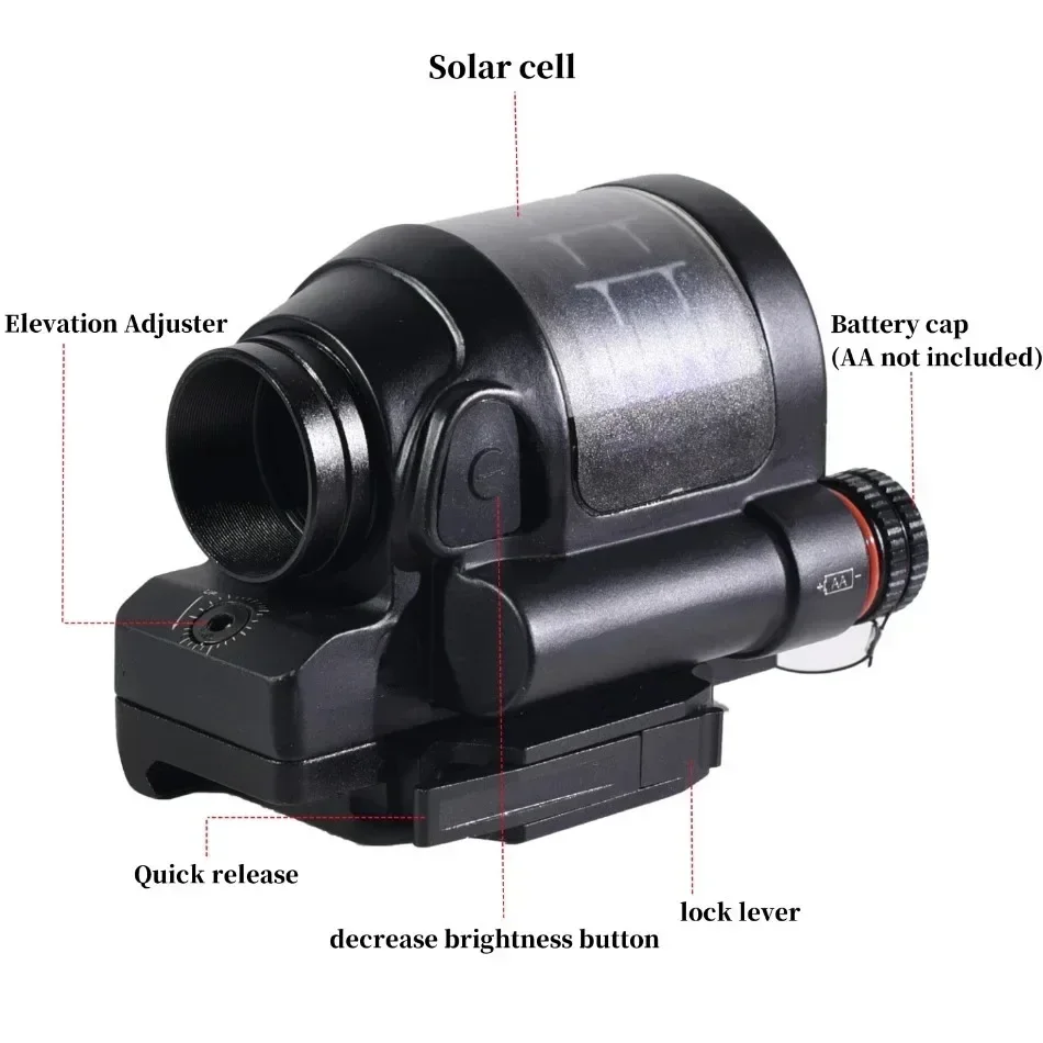 Red Dot 1x38mm Reflex Sight Solar Power Collimator Optics Sight Scope QD Mount Hunting Tactical Rifle Airsoft Scopes