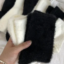Mink Fleece Socks Autumn Socks for Women Winter Black Mid-tube Socks Thickened Warm Coral Fleece Sleeping Socks Kawaii Socks