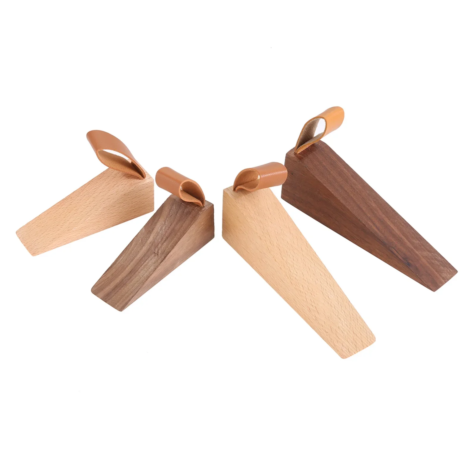 Solid Wood Door Stopper Non-Slip Stop Baby Protect Leather Rope Wedge Anti-collision Creative Gate Decor 1pc Beech/Black Walnut door stopper