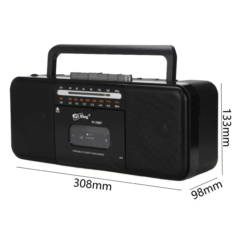 Retro Boombox Tape Player and Recorder AM/FM/SW Multi-band Radio with Built-in Bluetooth Speakers High Quality and High Volume