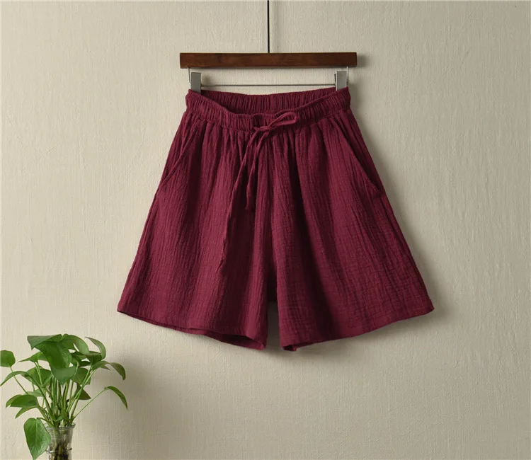 New Style Cotton Linen Women Shorts 2022 Summer New Solid Elastic Waist Women Shorts Wide Leg Shorts RV626 trendy plus size clothing