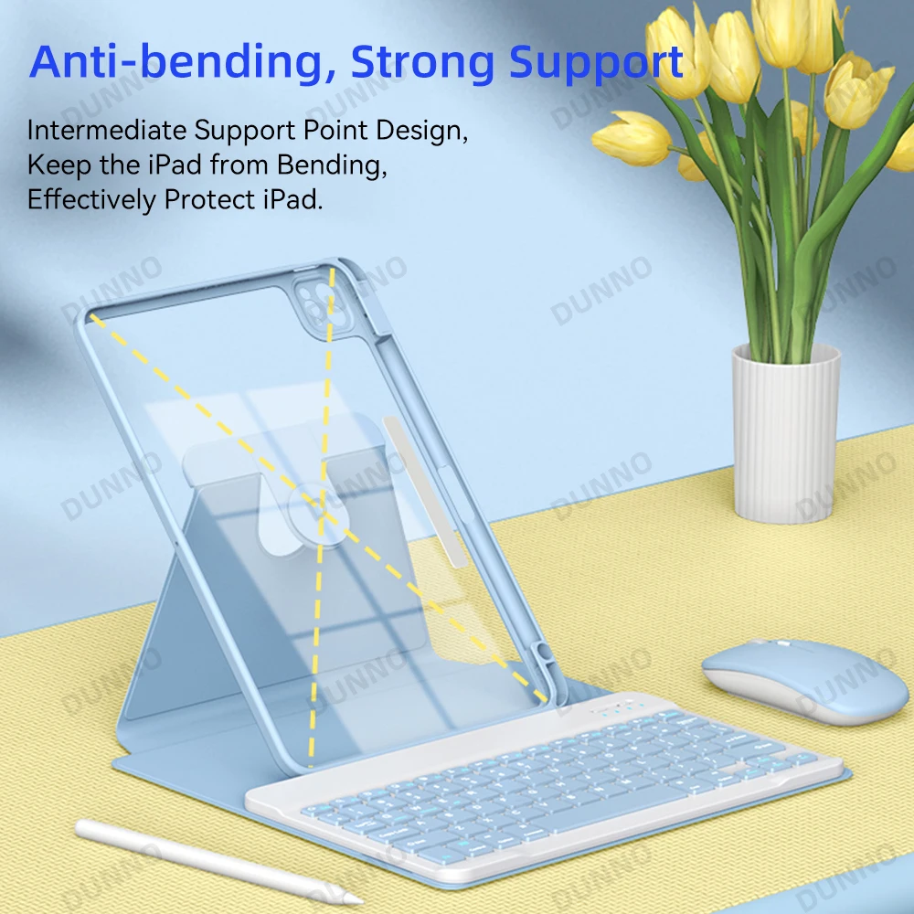 Capa de Teclado Rotativa para Ipad Pro 11 Air Air 10.9 para Ipad 10ª Geração 9th 10.2 Air Pro 10.5 Smart Back Cover - Imagem 2