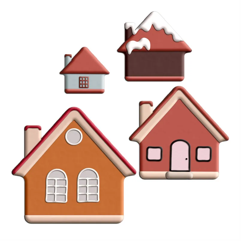 Four Specifications Cartoon Building Small House Plastic Mold Cake Fondant Tools Cookie Sushi and Fruits Cutters cookie cutter baking mold cookie mould cookie printing mold fondant cutter baking decorating tools cookie maker press kit cake lace mold