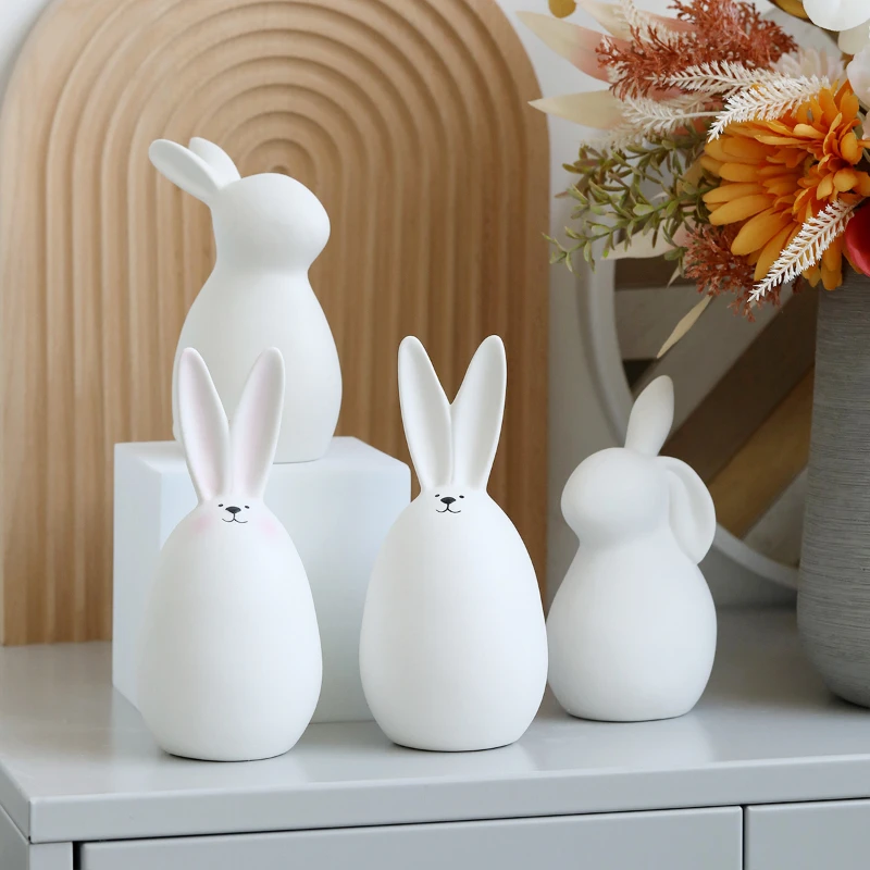 

2023 Decoration Ceramic White Rabbit Ins Nordic Simple Modern Cute Home Decore Lucky Bunny