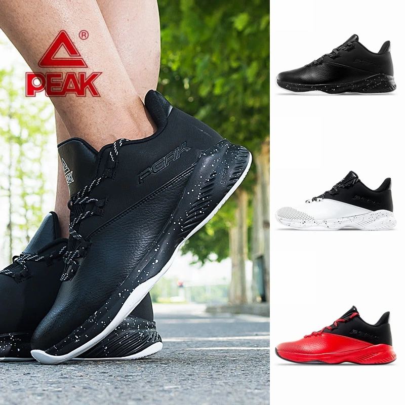 Original PEAK Basketball Shoes New Genuine New Leather Combat Boots Low