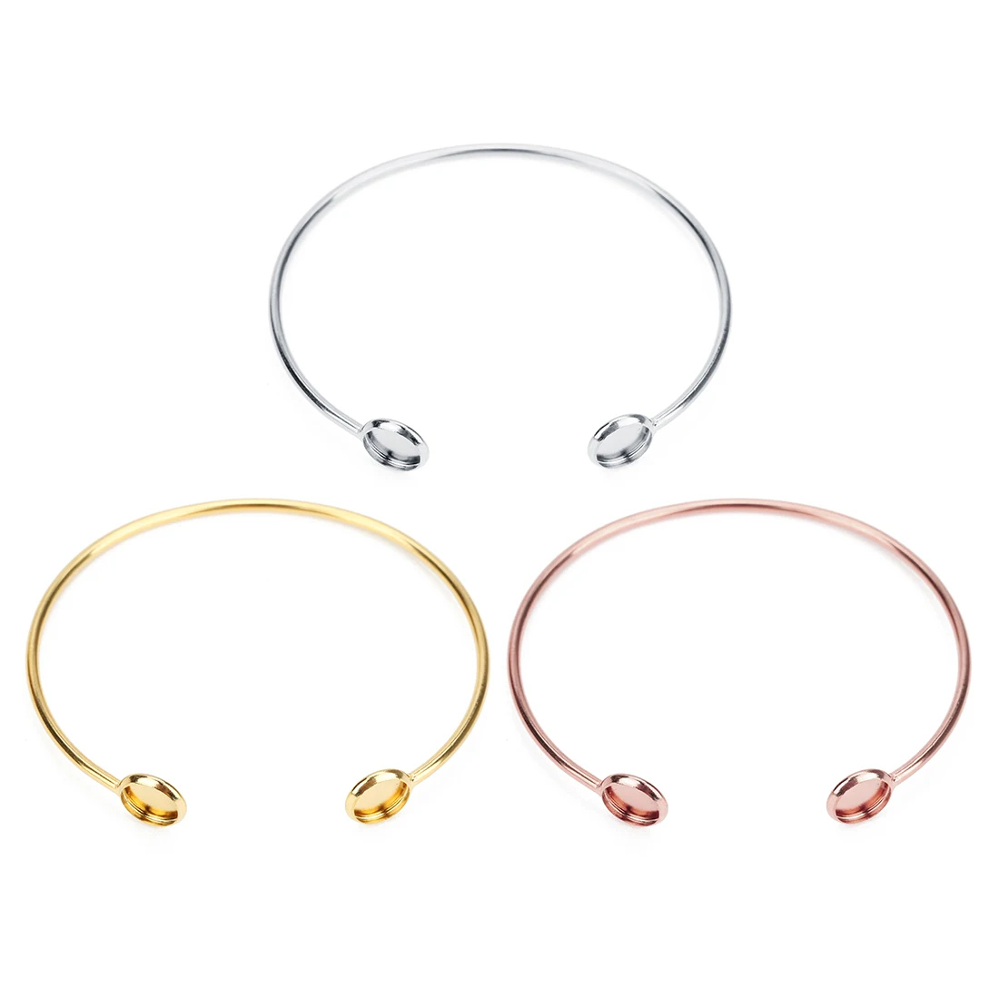 Bracciali In Acciaio Con Cabochon In Vetro - Base Per Creazione Gioielli