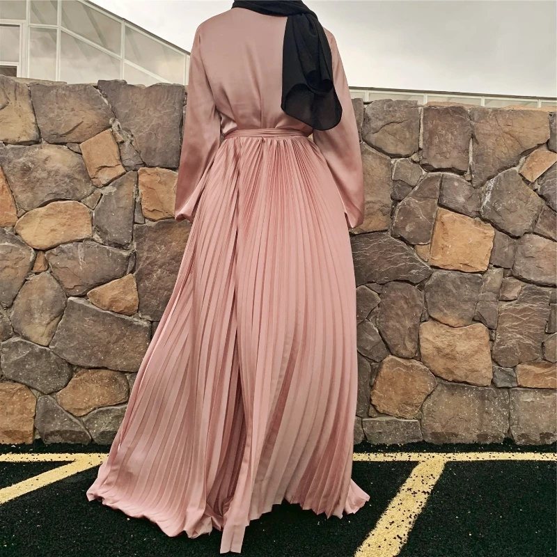 Eid Ramadan Mubarak Caftan Muslim Fashion Satin Evening Prom Dresses Arabic Moroccan Turkey Dubai Abayas For Women Vestidos Robe