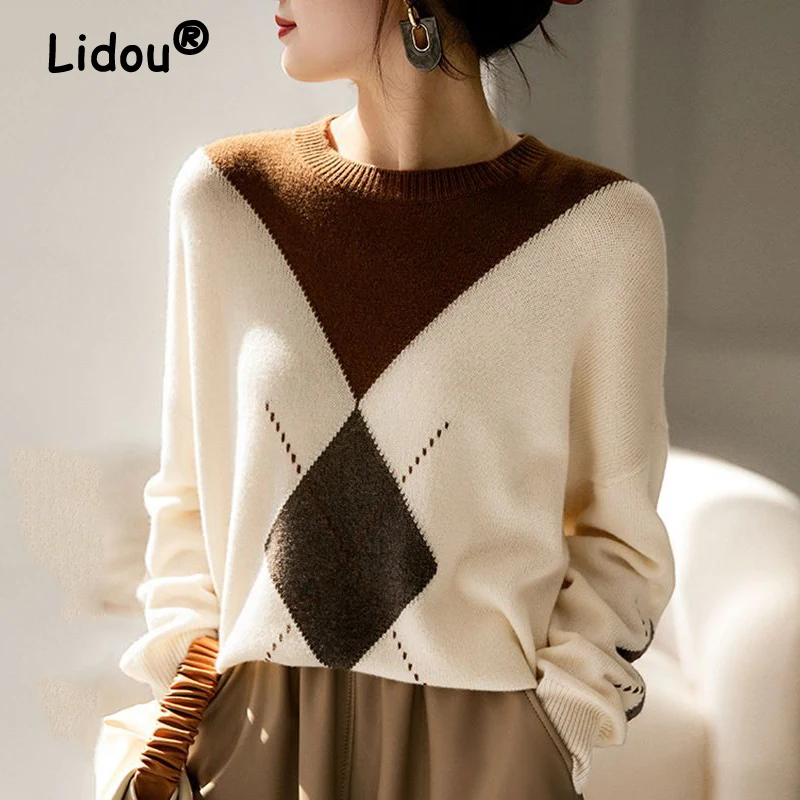 Maglione Donna Invernale A Maglia - Colorblock, Girocollo, Morbido E Casual - Per Autunno E Inverno - Foto 10