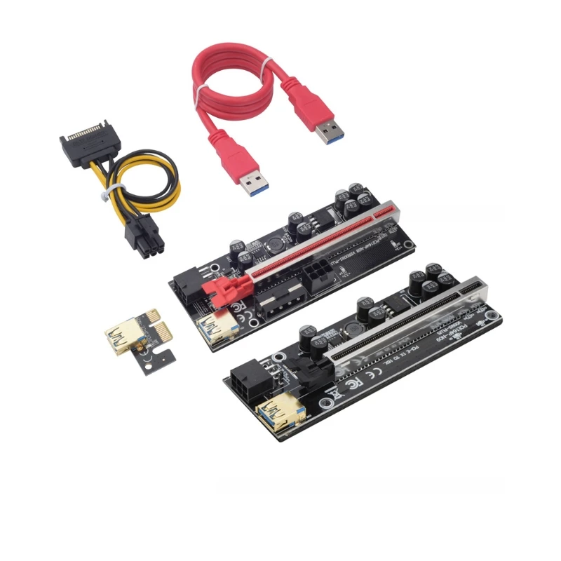 

VER009S PCI-E Riser for Express Cable 16X 1X with Led Graphics Extension Card 4Pin 6Pin 009S Riser Adapter USB3.0