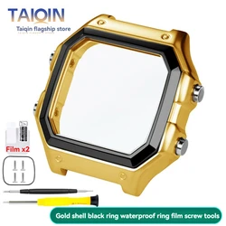 Stainless Steel Watch Case with Waterproof Ring - Black/Silver Finish (Gold black - film)