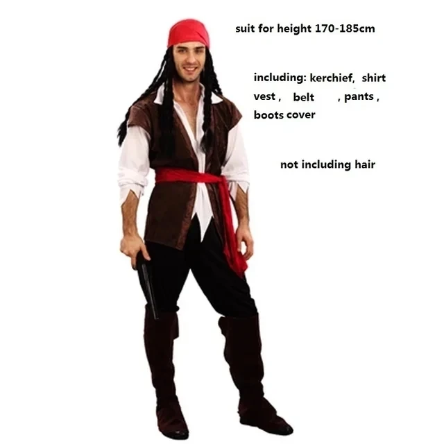 Pirate Pirates of the Caribbean Cosplay Captain Jack Sparrow Costume Men Women Female Male Female Carnival Halloween Sexy Set