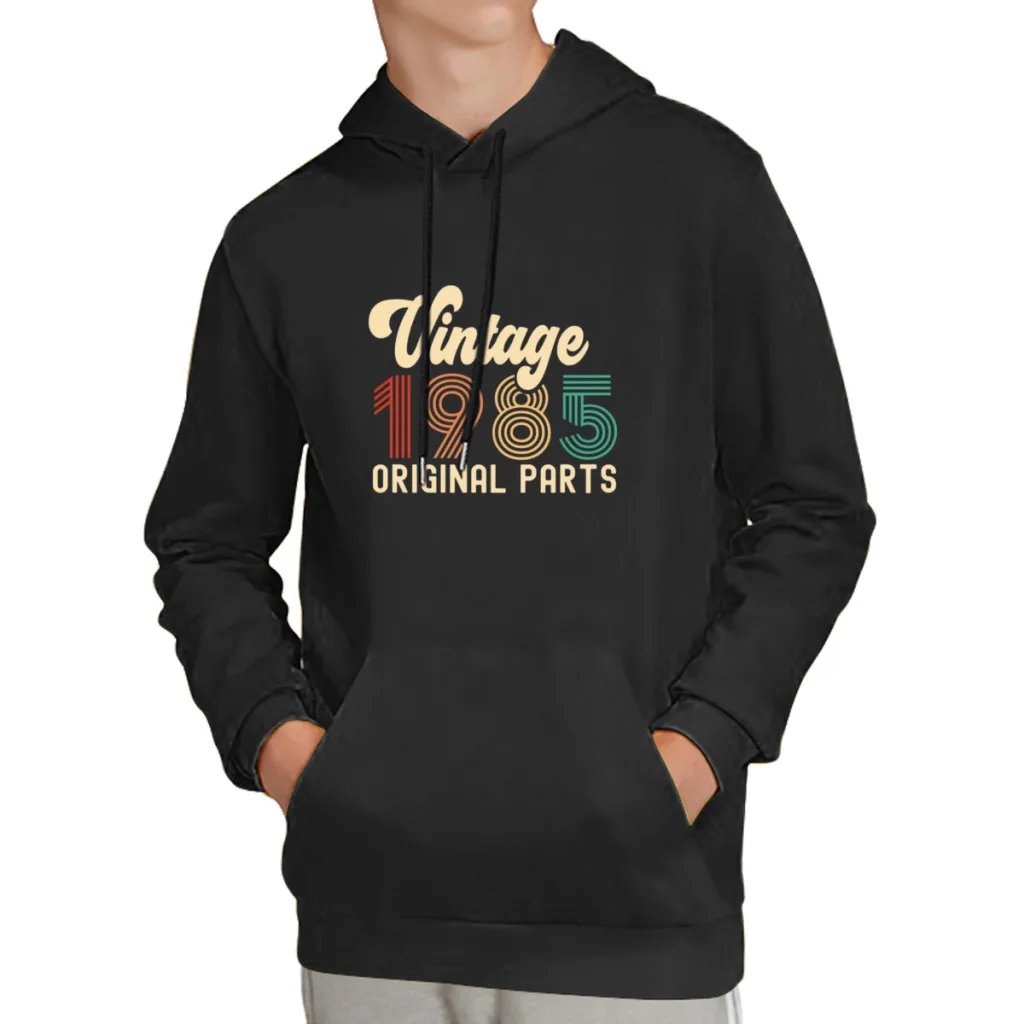 

Vintage 1985 Original Parts Born In Birthday Cotton Pullover Hoodie Men Women Unisex Hip Hop Style Sweatshirt