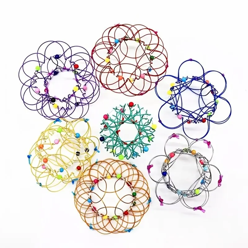 Fidget Toys 3Pcs Educational and Stress-Relieving Fidget Toys for Kids and Adults Mandala Decompression Flower Basket & Steel Ring Sensory