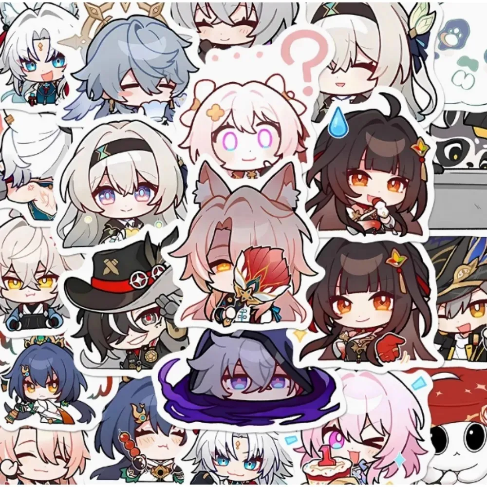 10/80Pcs 애니메이션 게임 Honkai 스타 레일 스티커 Q 버전 피규어 스케이트 보드 일기 노트북 기타 장식에 대 한 방수 전사 술