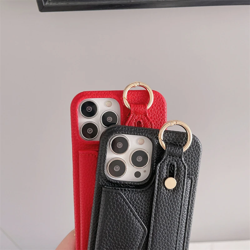 Acheter Porte-cartes zippé avec cordon pour iPhone 17 Pro Max 16 Plus 15 14 13 12 11 X XS XR 8 Samsung S25 Ultra S24 FE S22 S21 S20 Étui en cuir avec porte-cartes