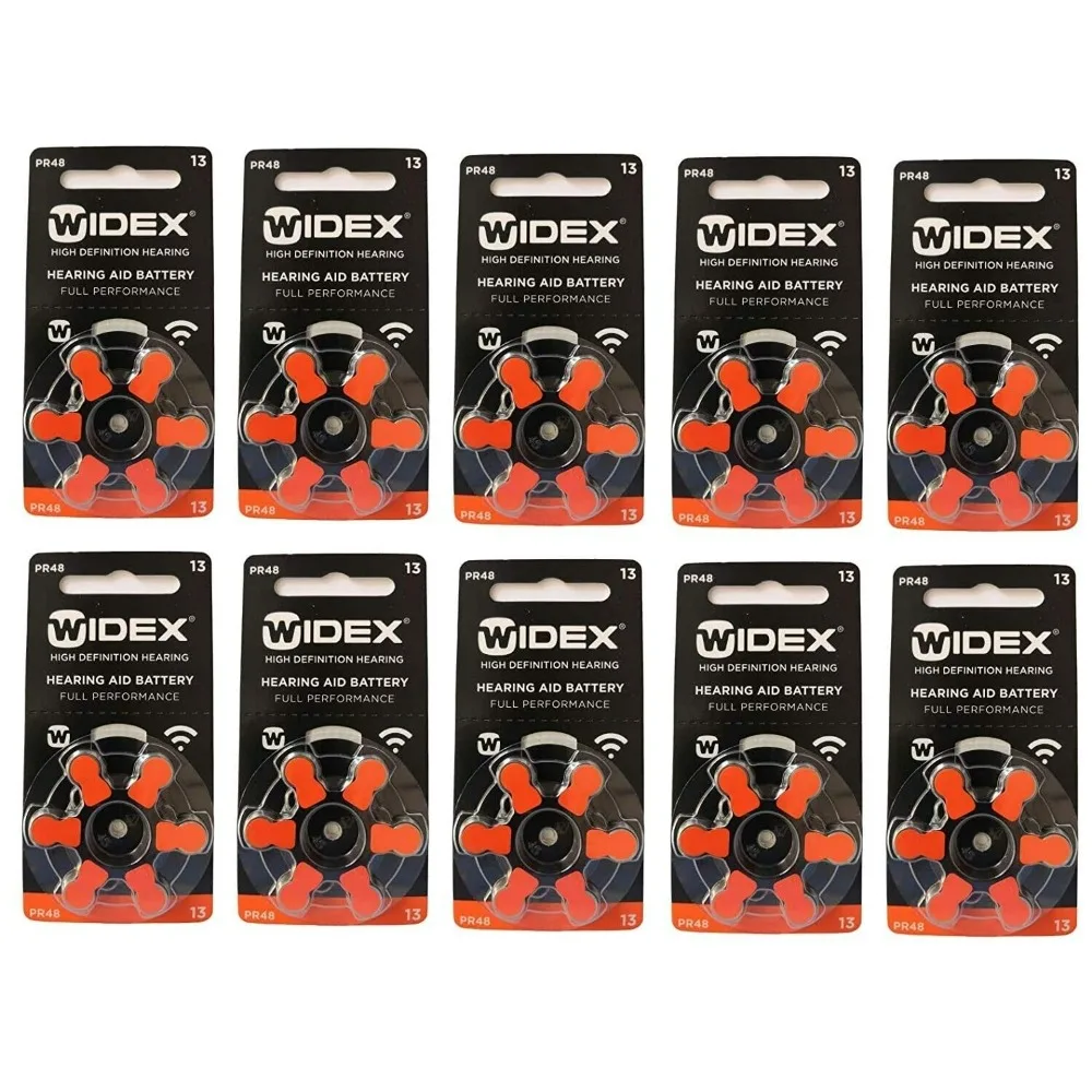 Batteria Per Apparecchi Acustici Widex Dimensioni 13 (Pr48) (10 Confezioni = 60 Batterie)