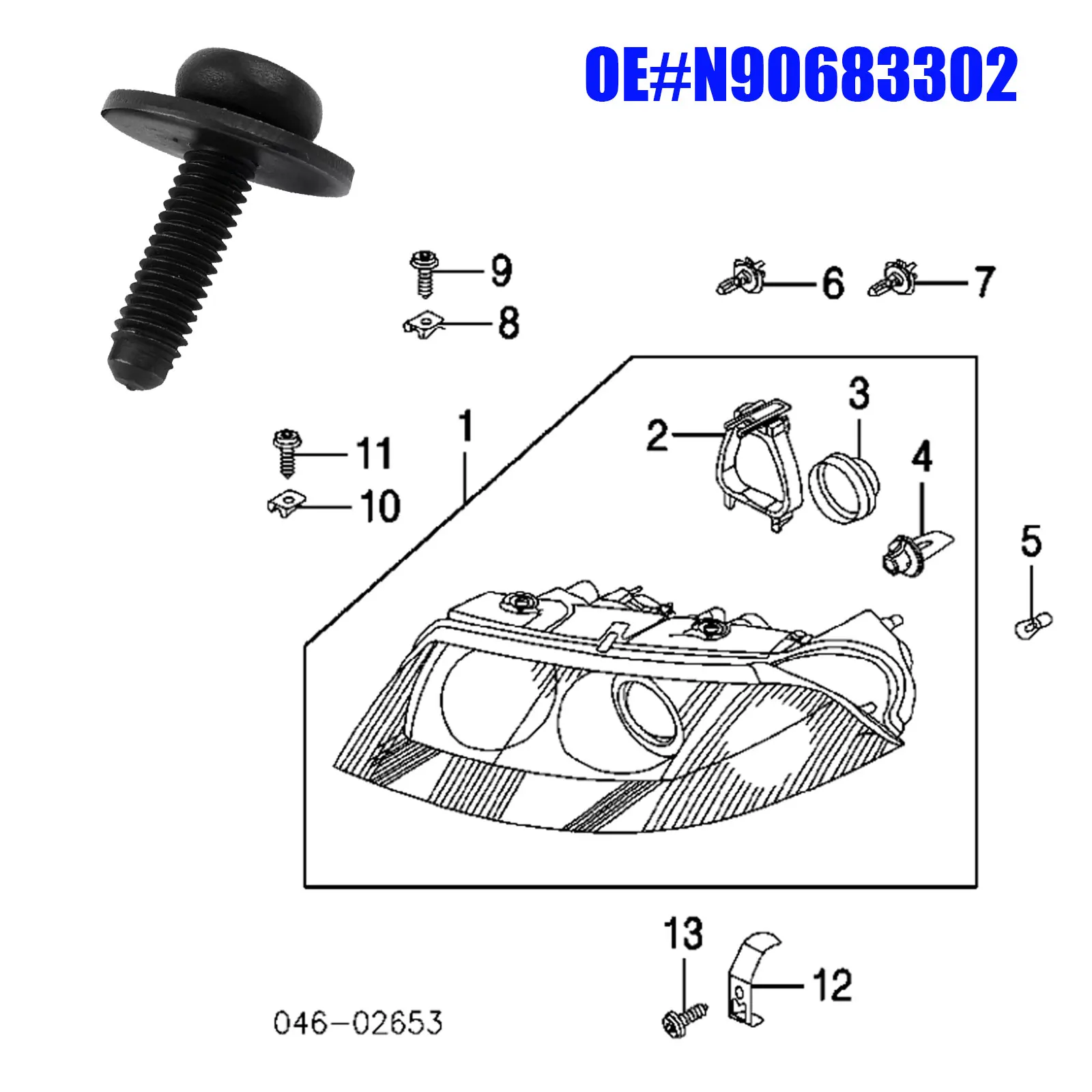 Headlight Assy Torx Round Head Bolt Screw With Washer N90683302 Fasteners For Audi A4 S4 Q5 Q7 A6 A7 A5 A8 R8 FOR VW Passat Golf