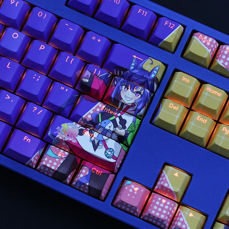 Teclas Pbt Lados Tintura Subbed Keycaps dos Desenhos Animados Anime Gaming Keycap Backlit para Bonito Derby Twin Turbo 108 - Imagem 3