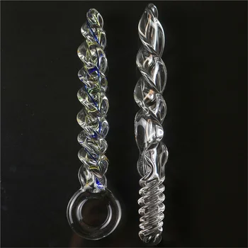 23cm Super Long Spiral Crystal Glass Vaginal Butt Plug Stimulate Sex Toys for Women/men Masturbator Glass Anal Dildo 1