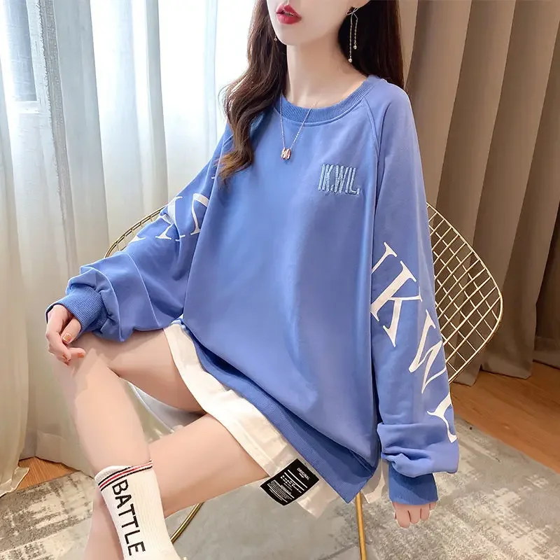 Long Sleeve Women's T-shirts Clothes Tops Fake Two Autumn Midi