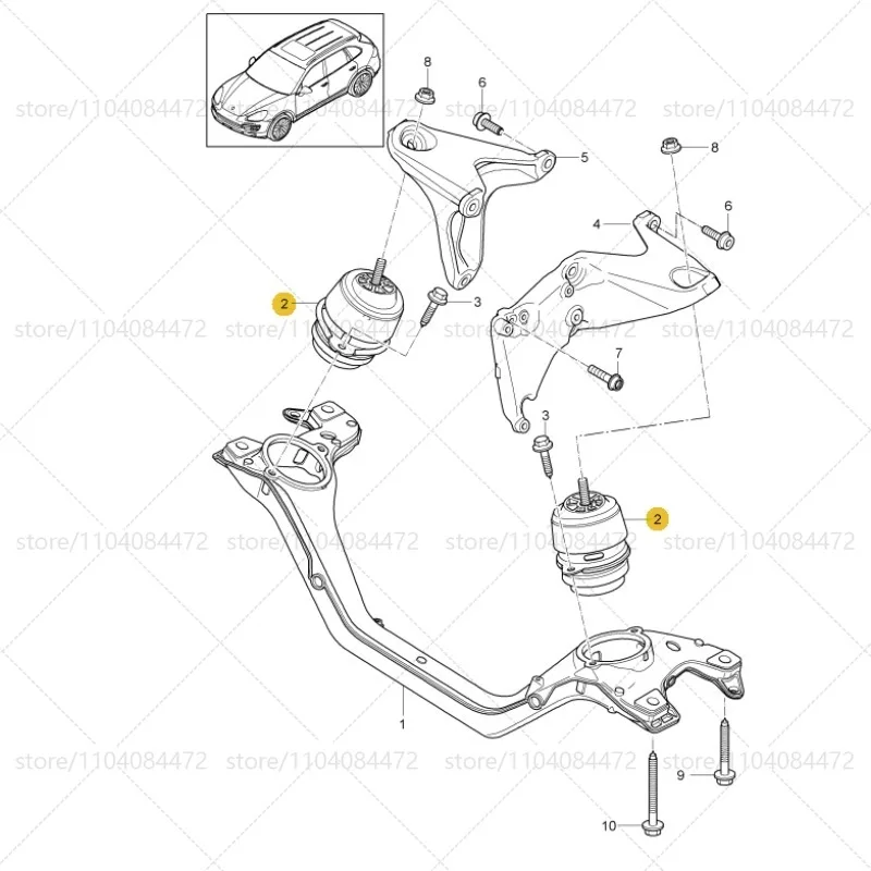 For Porsche 2011- Cayenne 92A Engine Bracket (LH and RH Universal) 95837504910