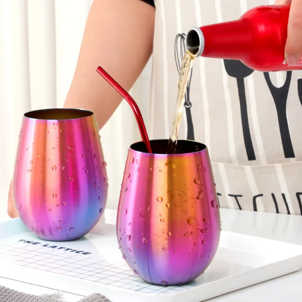 500ml Stainless Steel Beer Wine Cup Cocktail Juice Milk Cup Metal Drinking Mug for Bar Outdoor Drinkware