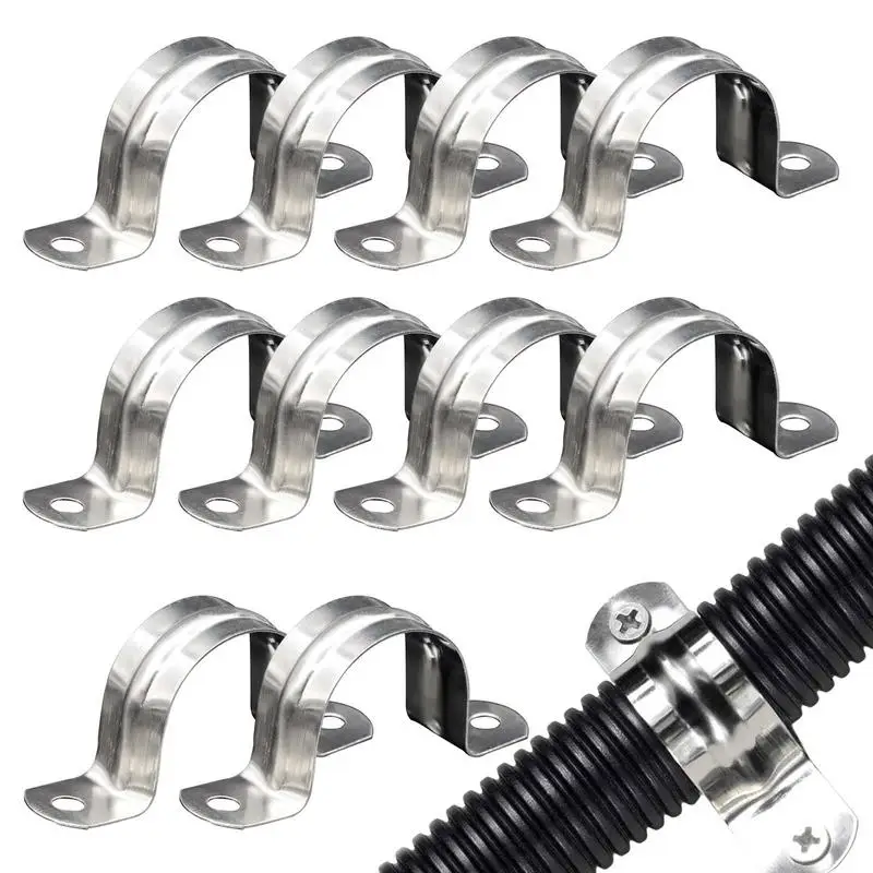10pcs U Shape Pipe Clamps 20-60mm Stainless Steel Two Hole Strap Conduit Tube Clip Water 2-hole Pipe Plumbing Saddle Clamps 10pcs U Shape Pipe Clamps 20-60mm Stainless Steel Two Hole Strap Conduit Tube Clip Water 2-hole Pipe Plumbing Saddle Clamps