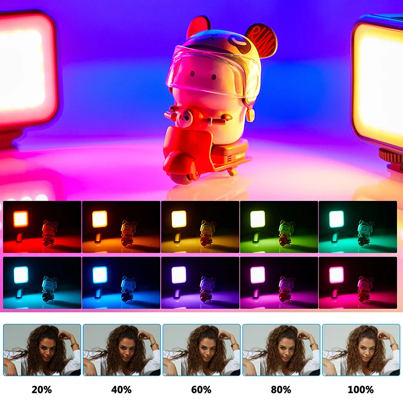 Mini RGB LED Video Fill Light 2500-9000K with Shoe Mount for Camera Tripod Phone