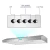 Tieasy 30 inch 230 CFM Under Cabinet Mount Stainless Steel with Carbon Filter LED Lights Kitchen Range Hood USGF2375CF 3