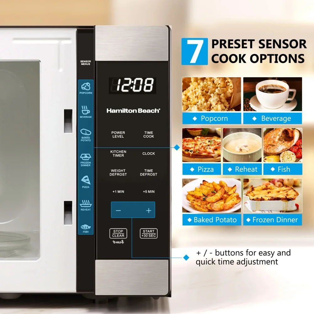 1.6 Cu ft Sensor Cook Countertop Microwave Oven in Stainless Steel,30-second one touch button, easy-to-read digital LED display 6
