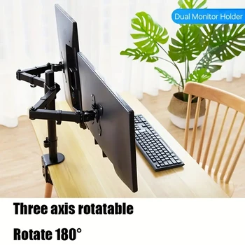 Dual Monitor Stand, Holds Screen up to 27inch, Universal Freestanding Monitor Stand Adjustable Height, Tilt, Swivel, RotationDual Monitor Stand, Holds Screen up to 27inch, Universal Freestanding Monitor Stand Adjustable Height, Tilt, Swivel, Rotation 1